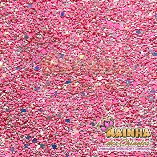 Lonita Glitter Grosso Flocado Rosa Chiclete 2