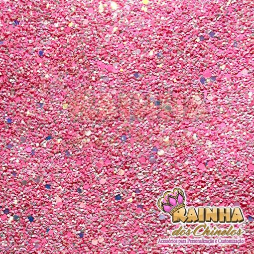 Lonita Glitter Grosso Flocado Rosa Chiclete
