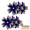 Aplique de Tecido Flor Tripla Azul Royal (Par)