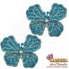 Aplique Borboleta Lia de Tecido Azul Turquesa (Par)