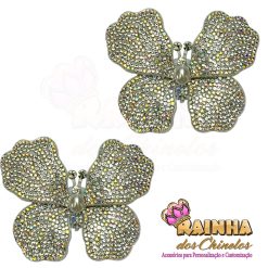 Aplique Borboleta Lia de Tecido Cristal (Par)