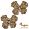 Aplique Borboleta Lia de Tecido Dourado (Par)